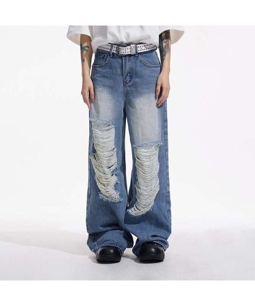 【soerte】ワイドバギーヴィンテージライクデニムパンツ WIDE BUGGY VINTAGE LIKE DENIM PANTS ' MUD DYEING / WASHED