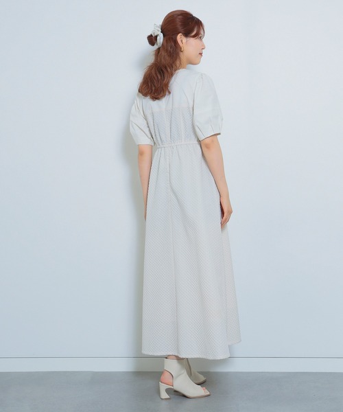 Ray BEAMS フクレジャカード キリカエ パフスリーブ ワンピース BEAMS WOMEN｜Ray BEAMS / フクレジャカード キリカエ
