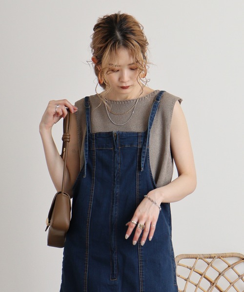 【ビアズリー】エプロンワンピース ジャンスカ ロングワンピース デニム セール】ハニーズ Honeys ジャンスカ ワンピース ジャンパー