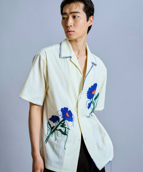 トップス Camphor wood flower embroideryshirt Camphor wood flower embroidery shirts
