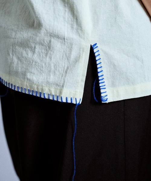 Camphor wood シャツ flower embroidery SAGARA h/s shirt / サガラ花