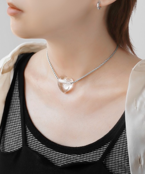 ANEMONE（アネモネ） ネックレス ボリュームハートガラスネックレス