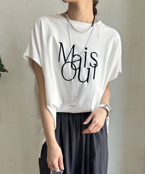 doudou ロゴプリント 半袖Tシャツ DouDou（ドゥドゥ） tシャツ 半袖 「WEB限定」ロゴミックスフロッキー