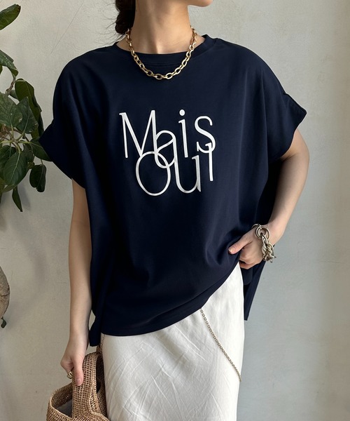doudou ロゴプリント 半袖Tシャツ DouDou（ドゥドゥ） tシャツ 半袖 「WEB限定」ロゴミックスフロッキー