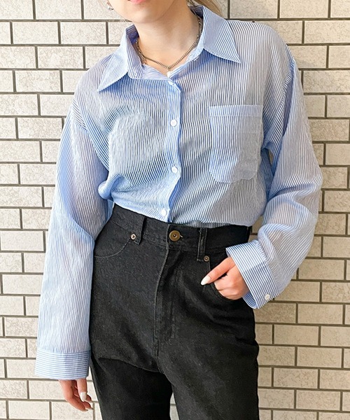 mutimer 短丈ストライプshirt mutimer 短丈ストライプshirt