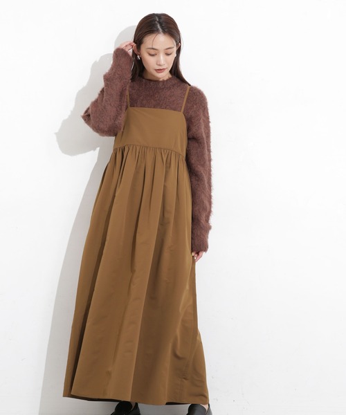 NANO universe ワンピース タフタギャザーキャミソール