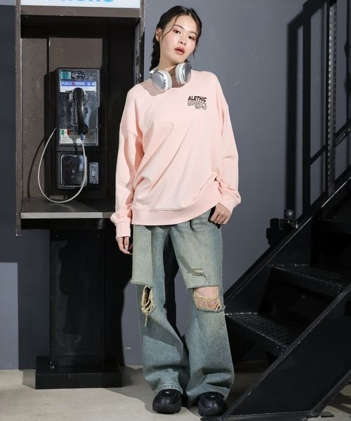 VAVADUDU　スウェット　トップス　トレーナー　ペイント　アート VAVA DUDU PAINTED SWEAT BROWN×PINK – GIGINA