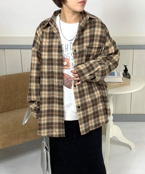 大きいサイズ レディース 新作/チェック ビッグシルエット シャツ ブラウス CRB ブラウス シャツ チェックビッグシャツ レディース