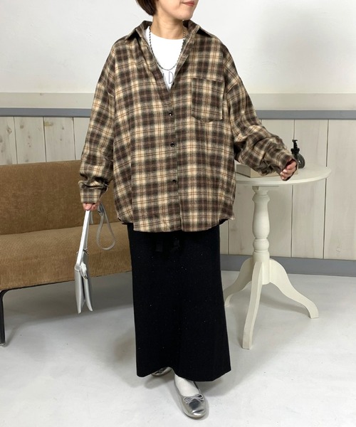 大きいサイズ レディース 新作/チェック ビッグシルエット シャツ ブラウス CLEA ブラウス シャツ ビッグシルエットチェックシャツ