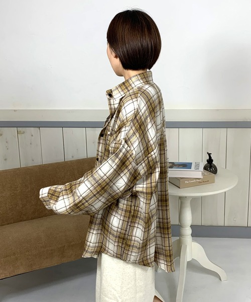 CRB ブラウス シャツ チェックビッグシャツ レディース