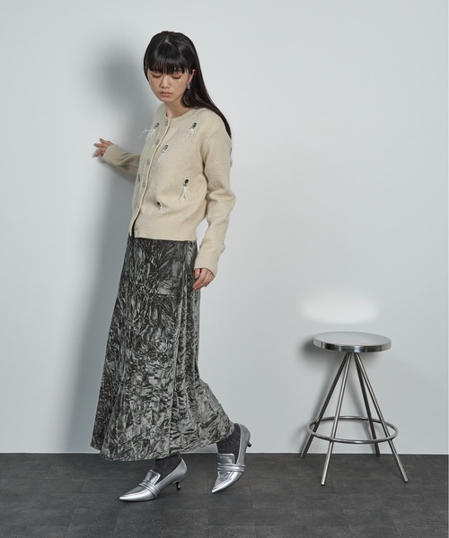 THE Yon カーディガン フリンジビジュークルーネックニット