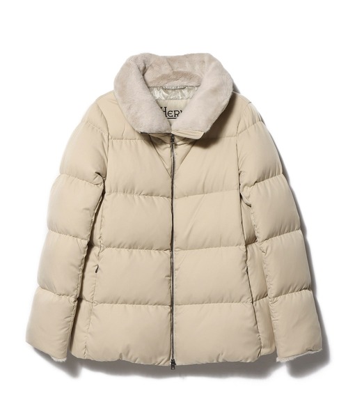 美品 ヘルノ HERNO ショートダウンジャケット 42 エコレザー ベージュ HERNO（ヘルノ） ダウンコート ダウンジャケット HERNO / アレンデール