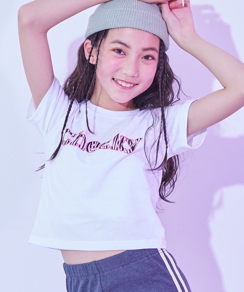 tシャツ 「DANCE」ガールズ クロップド丈 半袖Tシャツ キッズ 子供服 女の子 | devirock | 01