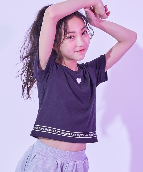 tシャツ 「DANCE」ガールズ クロップド丈 半袖Tシャツ キッズ 子供服 女の子 | devirock | 04