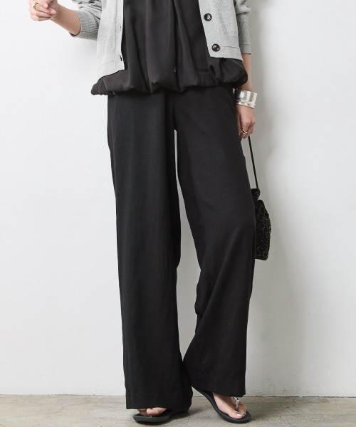 CHIC STYLE パンツ レーヨン麻リラックスワイドパンツ「大きい