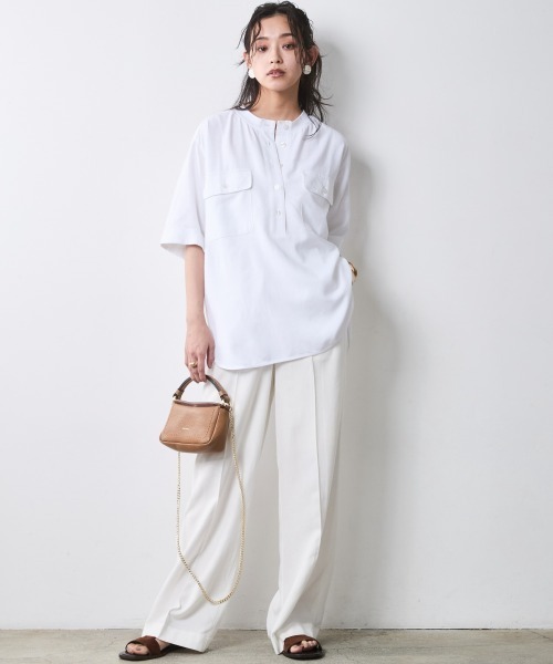 ワイドパンツ スラックス パンツ レーヨン麻リラックスワイドパンツ「大きいサイズ有」シックスタイル レディースの画像