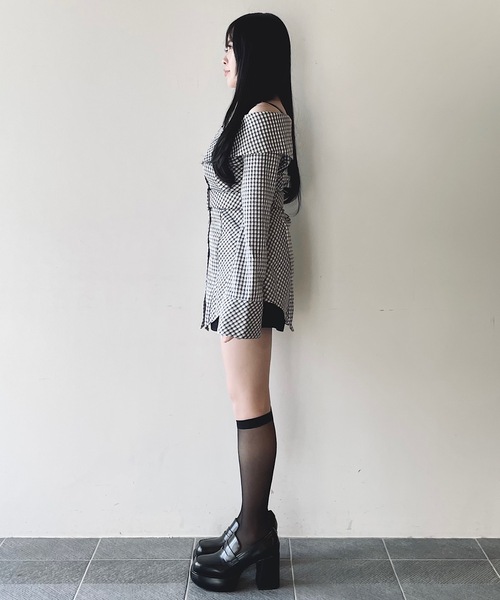 NOMAE ワンピース チェックオフショルシャツチュニック