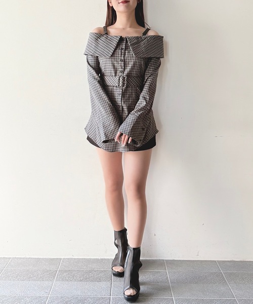 NOMAE ノーマエ デニムオフショルシャツチュニック ワンピース NOMAE（ノーマエ）の「デニムオフショルシャツチュニック