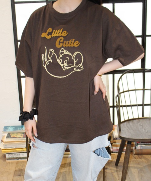 tシャツ 「TOM ＆ JERRY/トムとジェリー」ハブラシ刺繍半袖Tシャツ