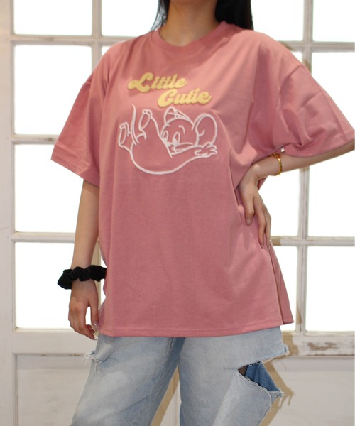 tシャツ 「TOM ＆ JERRY/トムとジェリー」ハブラシ刺繍半袖Tシャツ