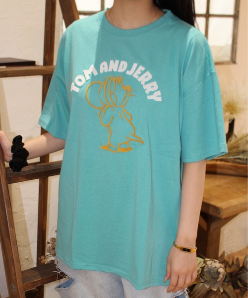 tシャツ 「TOM ＆ JERRY/トムとジェリー」ハブラシ刺繍半袖Tシャツ