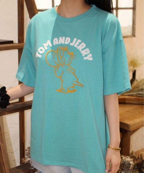 tシャツ 「TOM ＆ JERRY/トムとジェリー」ハブラシ刺繍半袖Tシャツ