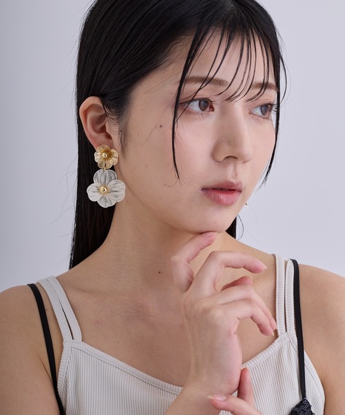 CALIN STANDARD イヤリング 金属アレルギー対応「ecru」ツインカラー 