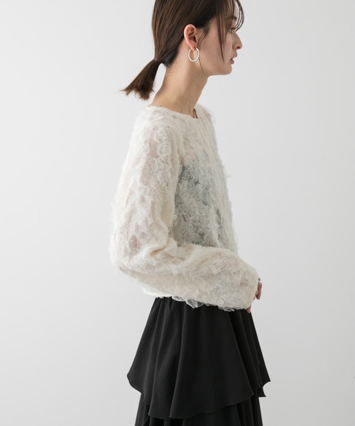 完売品　ジャガードクロップドブラウス　S SENSE OF PLACE by URBAN RESEARCH ブラウス シャツ クロップド