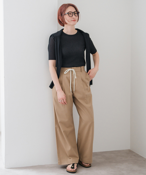 ニット セーター 18Gシアーリブハーフスリーブニット レディース Spick＆Span ニット セーター 18Gシアーリブハーフスリーブ