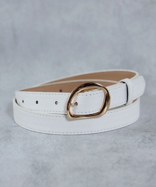 COURRÈGES ホワイトレザーベルト florist（フローリスト） ベルト ディストーションアシンメトリー