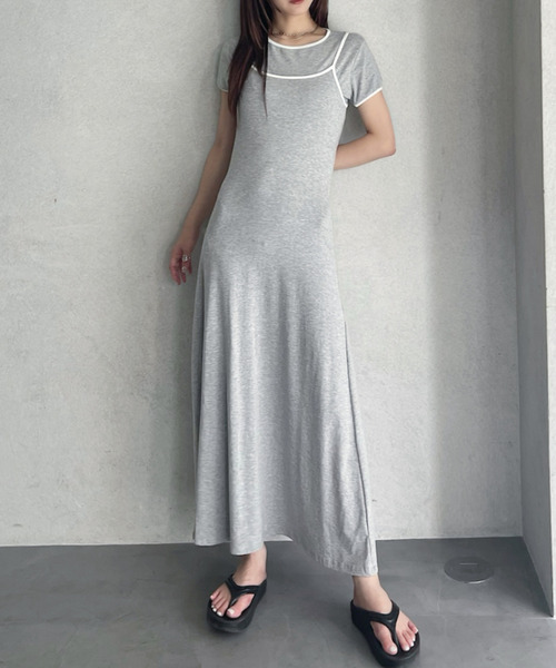 ワンピース セット商品 パイピングデザイン Tシャツ × キャミワンピース | ブランド登録なし | 06