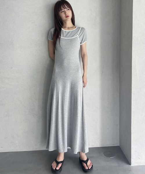 ワンピース セット商品 パイピングデザイン Tシャツ × キャミワンピース | ブランド登録なし | 14