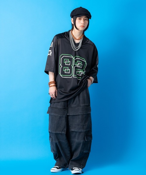 【天天】phatrnk フットボールシャツ　black 天天様専用】phatrnk フットボールシャツ black