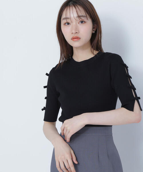 ニット セーター リボンスリーブニット レディース NATURAL BEAUTY BASIC ニット セーター リボンスリーブニット
