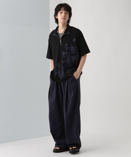 HARE 和風 重ね着セット HARE tシャツ ハーフZIPモチーフプリントカット(HARE) メンズ