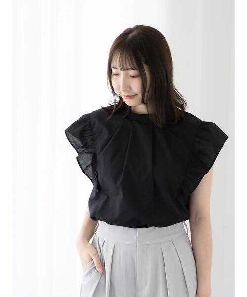 新品未使用　pois ブラウスティー　ネイビー　blouce tea ニッセン トップス シフォン 前タック ブラウス レディース 冬