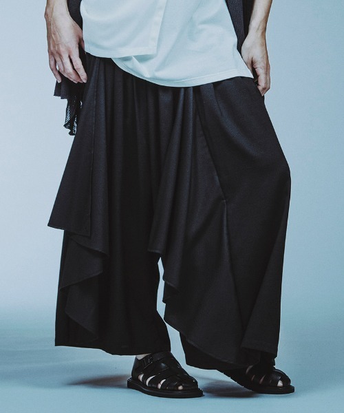 パンツ mp13794- ギャザーバギードレープトラウザーズ パンツ メンズ