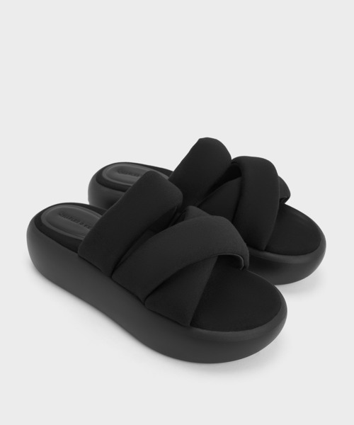 CHARLES ＆ KEITH サンダル ストレッチ ファブリックストラッ
