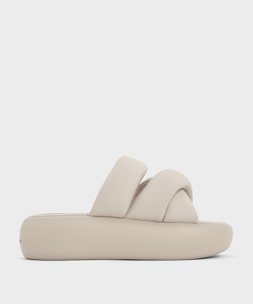 CHARLES&KEITH ストレッチ ストラッピーフラットサンダル/送料込 CHARLES ＆ KEITH サンダル ストレッチ ファブリックストラッ