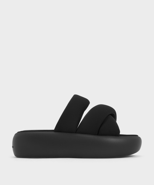 CHARLES&KEITH ストレッチ ストラッピーフラットサンダル/送料込 CHARLES ＆ KEITH サンダル ストレッチ ファブリックストラッ