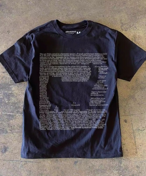 FreeZone tシャツ キャットシルエットテキストプリントTシャツ メンズ