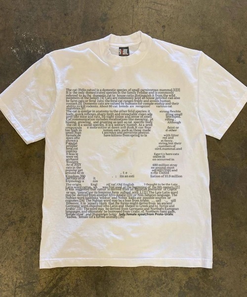 FreeZone tシャツ キャットシルエットテキストプリントTシャツ メンズ