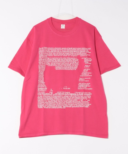 FreeZone tシャツ キャットシルエットテキストプリントTシャツ メンズ