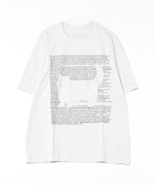 FreeZone tシャツ キャットシルエットテキストプリントTシャツ メンズ
