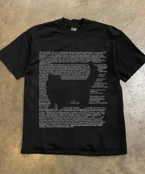 FreeZone tシャツ キャットシルエットテキストプリントTシャツ メンズ