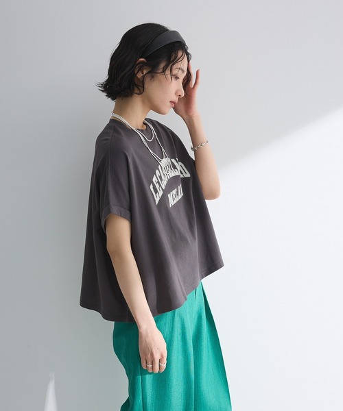 Green Parks（グリーンパークス） tシャツ 袖折り返しカレッジTシャツ