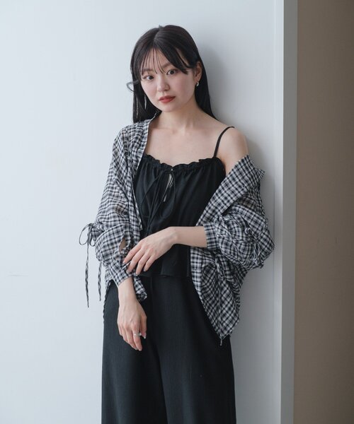 kastane ペプラムキャミサロペット(0サイズ) 低身長サイズ/2サイズ展開/無地&チェック】ペプラムキャミ