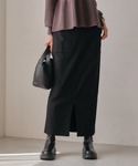 ロング スカート ストレッチベイカースカートの詳細画像1