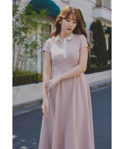 ワンピース herlipto Short Sleeve Polo Mini Dress 9月上旬発送】【black】Short Sleeve Polo Mini Dress