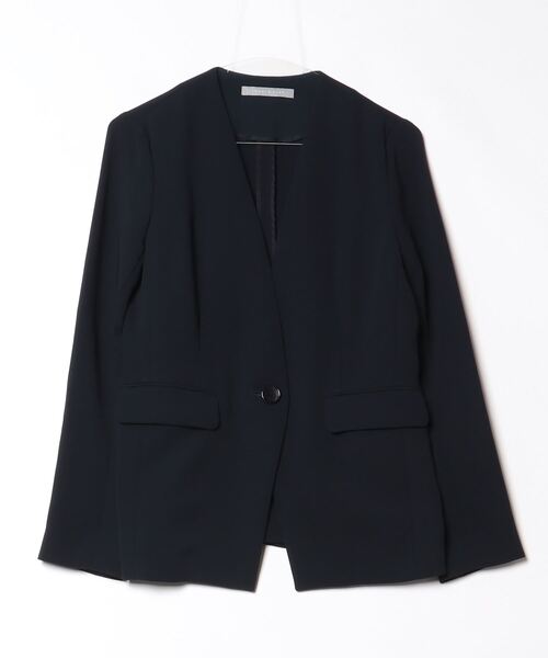 セオリーリュクス　ノーカラージャケット　アウター　オケージョン　日本製　ネイビー theory luxe 「theory luxe」 ノーカラージャケット 38 ネイビー